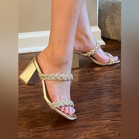 Last 1! corkys footwear french kiss braided double strap sandal metallic gold 8 - Picture 6 of 10